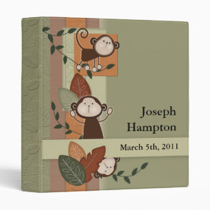 Monkeys and Leaves Baby Photo Album 3 Ring Binder