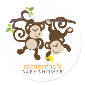 Monkeys and Polka Dots Classic Round Sticker