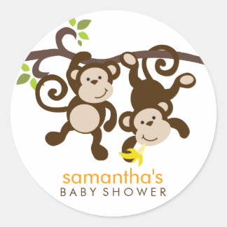 Monkeys and Polka Dots Classic Round Sticker