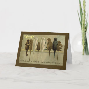 Monkeys Birthday From Group, Personalize Customiza Card