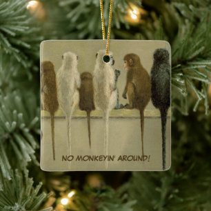 Monkeys Business Birthday From Group Personalized Ceramic Ornament