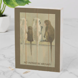 Monkeys Business Birthday From Group Personalized Wooden Box Sign