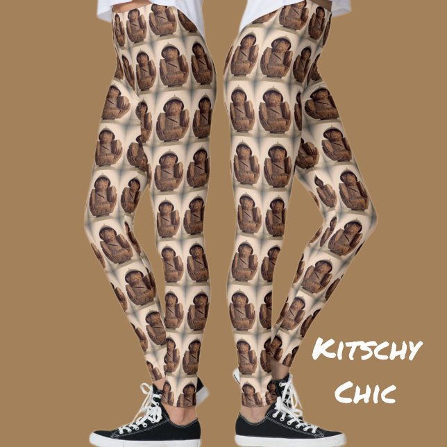 Monkeys Carved Coconut Retro Kitsch Chic Leggings (Creator Uploaded)