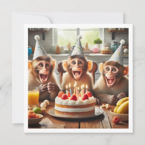 Monkeys celebrating birthday monkey invtitation invitation