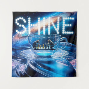 Monkeys Chess and Galactic Shine Tapestry