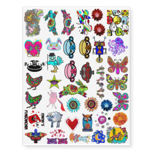 Monkeys, Chickens & Butterflies Oh My! Temporary Tattoos