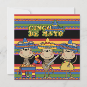 Monkeys Cinco de Mayo Custom Birthday Invitations