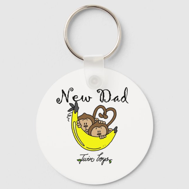 Monkeys Dad of Twin Boys Tshirts and Gifts Keychain (Front)