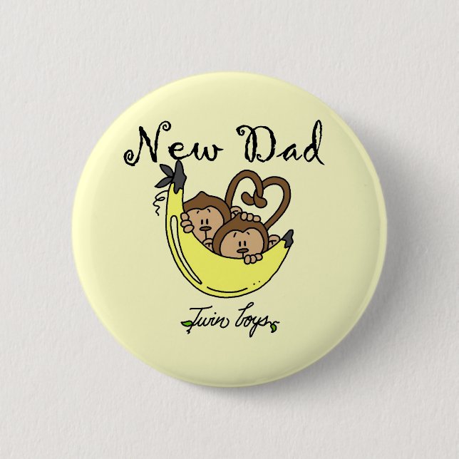 Monkeys Dad of Twin Boys Tshirts and Gifts Pinback Button (Front)