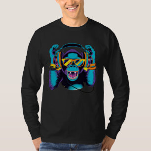 Monkeys DJ with headphones and sunglasses idea T-Shirt
