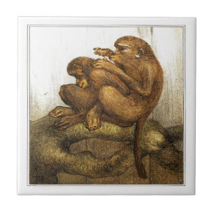 Monkeys Dutch Victorian Art Ceramic Tile
