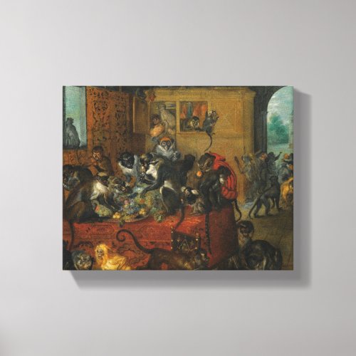 Monkeys feasting canvas print