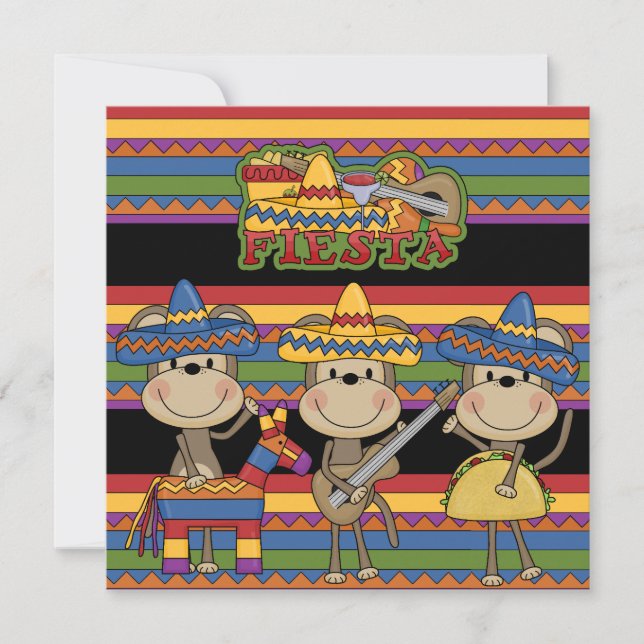 Monkeys Fiesta Customized  Birthday Invitations (Front)