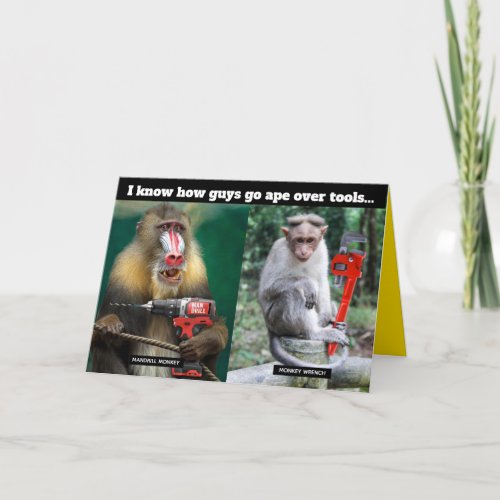 Monkeys Going Ape Over Tools Fathers Day GiftCard Card