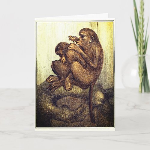 Monkeys grooming each other funny romantic cute card
