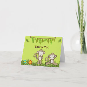 Monkeys Hanging Around In The Jungle Thank You Card