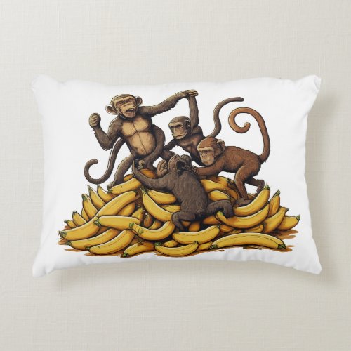 monkeys having a blast with bananas T_Shirt Accent Pillow