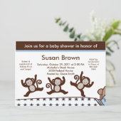 Monkeys Jumpin on the Bed Baby Shower Invitation (Standing Front)