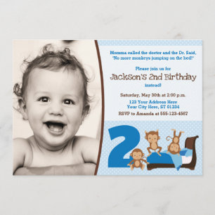 Monkeys Jumping On The Bed Birthday Invitation
