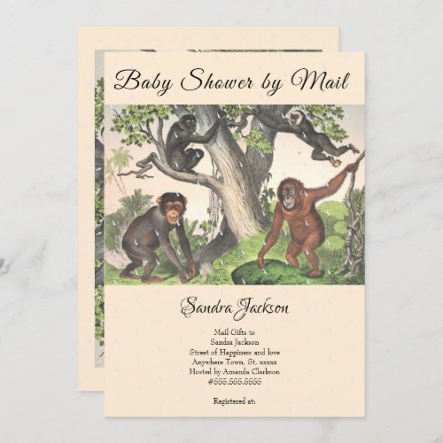 Monkeys jungle Gender neutral Baby Shower by Mail Invitation