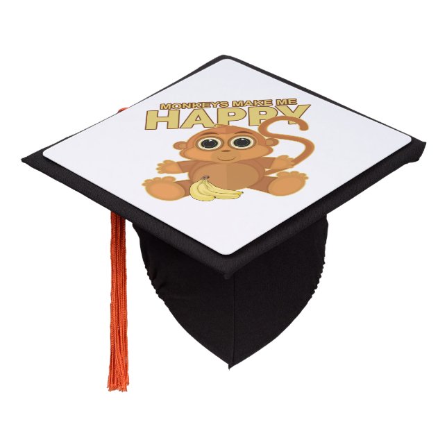 Monkeys Make Me Happy Graduation Cap Topper (Angled)