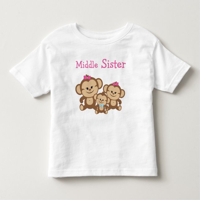 Monkeys Middle Sister Toddler T-shirt (Front)