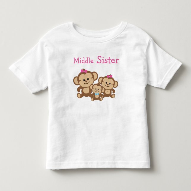 Monkeys Middle Sister Toddler T-shirt (Front)