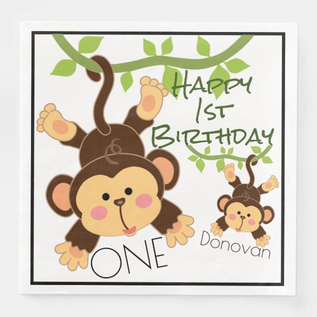 Monkeys Paper Dinner Napkins (Front)