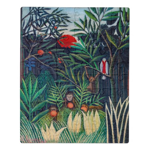 Monkeys Parrot Animal in Jungle Forest Jigsaw Puzzle