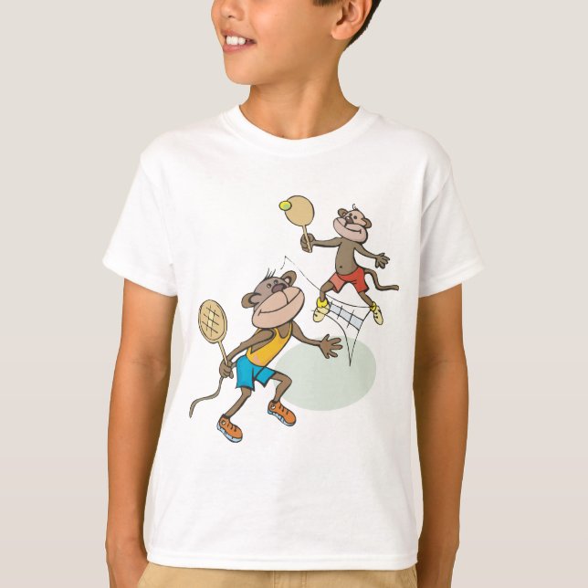 Monkeys Playing Tennis T-Shirt (Front)