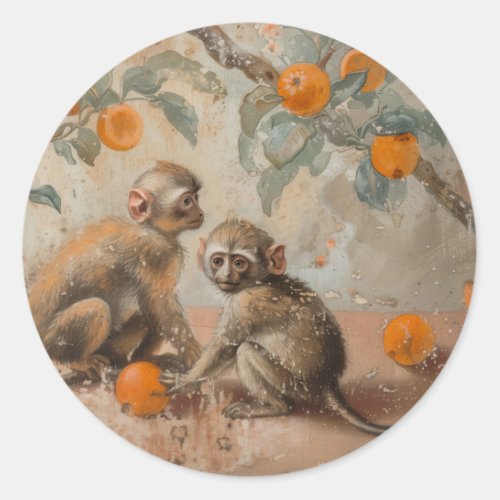 Monkeys _ Round Stickers for Stationery