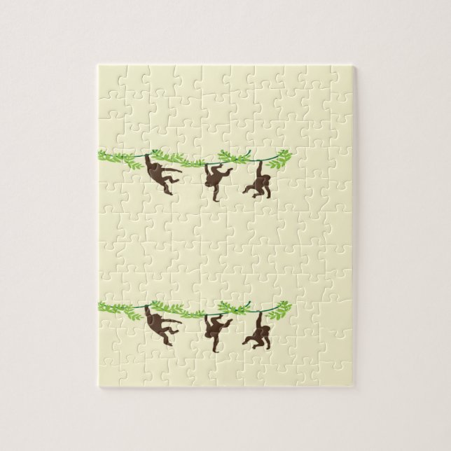 Monkeys swinging on tree jigsaw puzzle (Vertical)