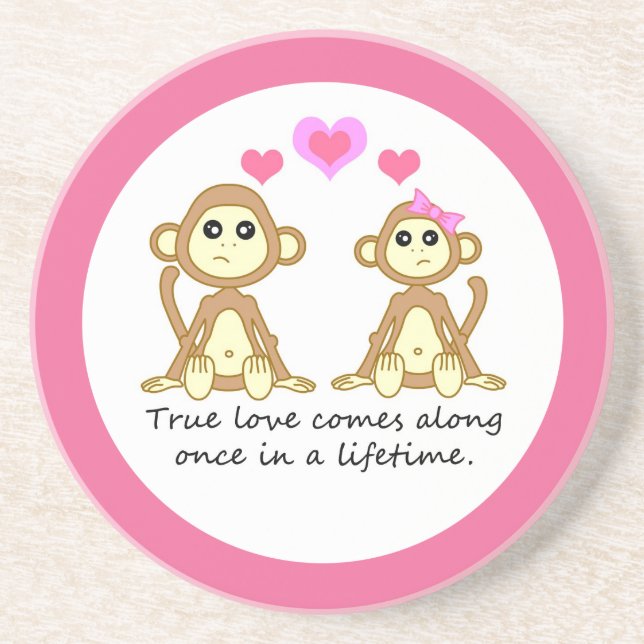 Monkeys True Love Sandstone Coaster (Front)