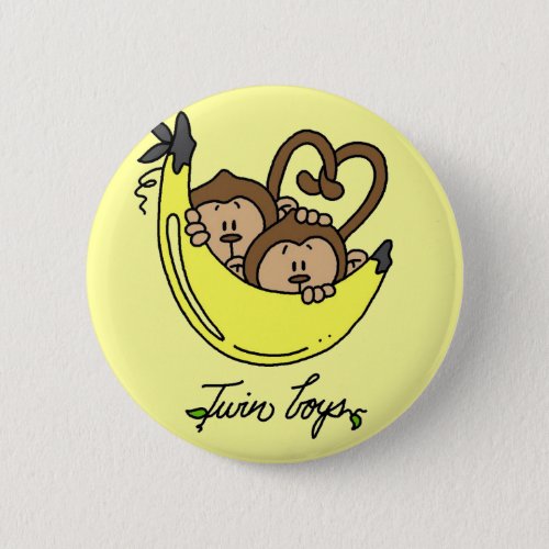 Monkeys Twin Boys Tshirts and Gifts Button
