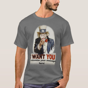 Monkey's Uncle Sam, (customize your message here) T-Shirt