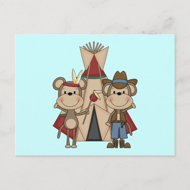Monkeys Wild West Tshirts and Gifts Postcard (Front)