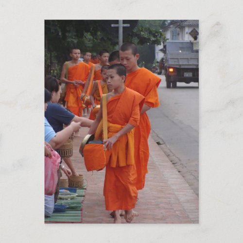 Monks Collecting Alms in Luang Prabang Laos_ 2 Postcard
