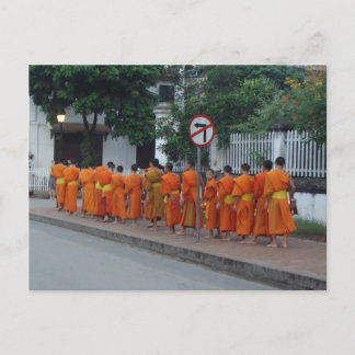 Monks Collecting Alms in Luang Prabang, Laos Postcard