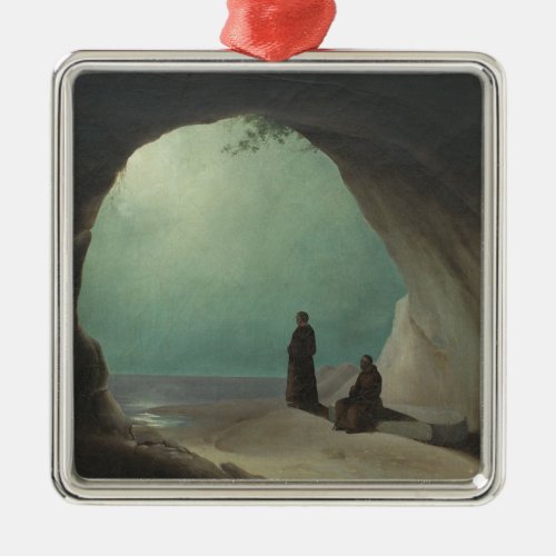 Monks in a Grotto by Carl Blechen Metal Ornament