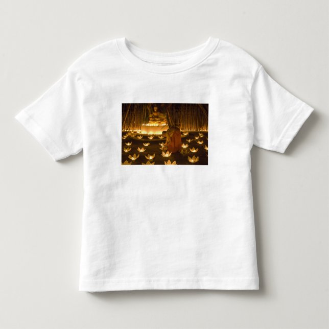 Monks lighting khom loy candles and lanterns for toddler t-shirt (Front)
