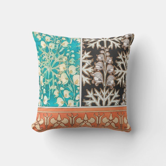 Monkshood wolfsbane plant art nouveau verneuil  throw pillow (Front)