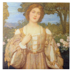 Monna Giovanna (by Edward Robert Hughes) Ceramic Tile
