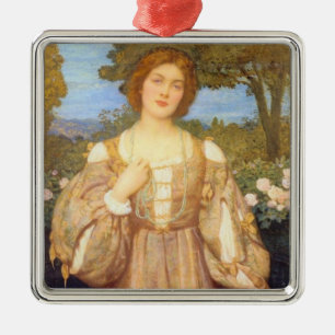 Monna Giovanna (by Edward Robert Hughes) Metal Ornament