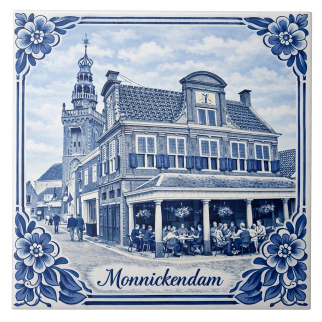 Monnickendam Delft Blue style ceramic tile (Front)