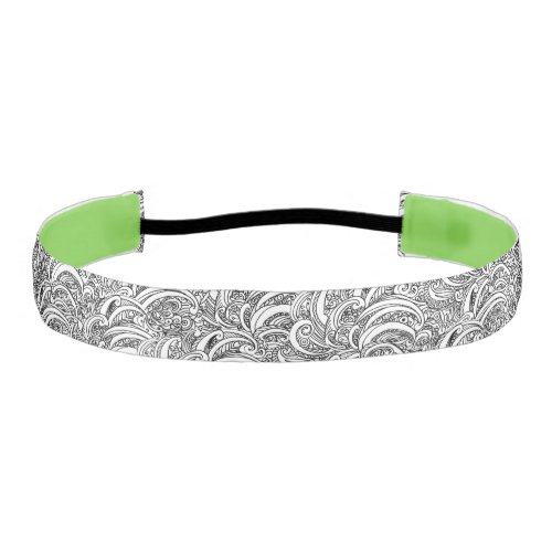 Mono black white paisley pattern hairband athletic headband