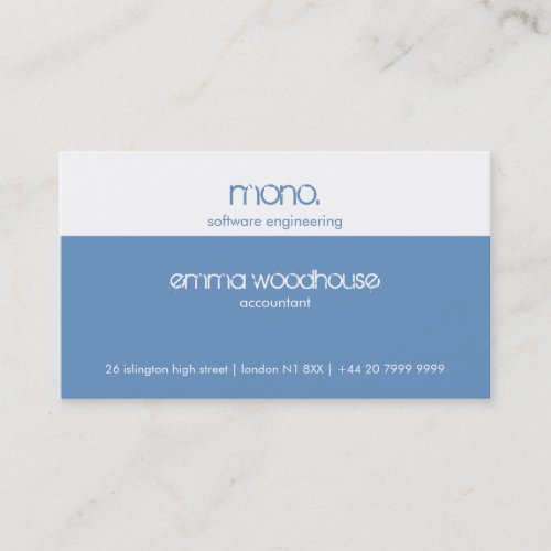 Mono Cornflower Blue &amp; White Business Card