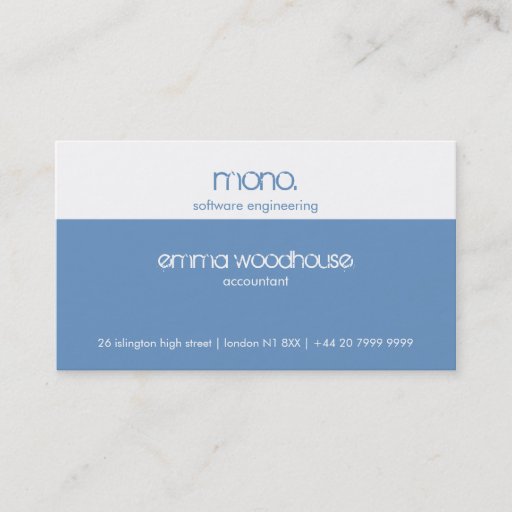 Customizable Mono Cornflower Blue &amp; White Business Card