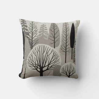 mono forest throw pillow