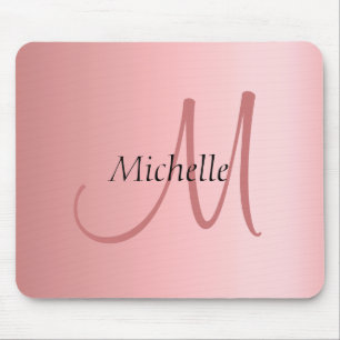 Mono gram Modern Elegant Rose Gold Template Mouse Pad