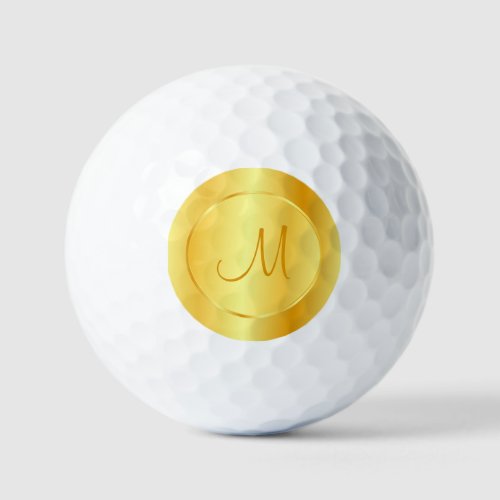 Mono gram Template Elegant Faux Gold Modern Golf Balls